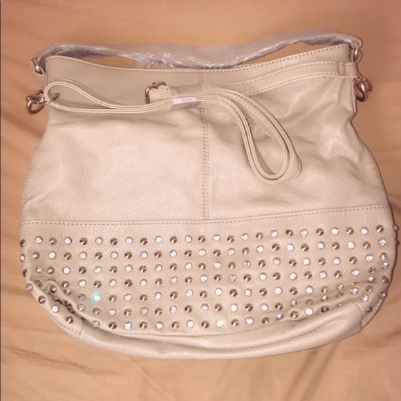 BRAND NEW Tan Purse-great storage and rhinestones - Picture 2 of 5